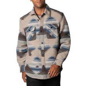 Jachs Sherpa Lined Wool Coat Aztec Jean Jacket - Blue, Gray, and Tan Size Medium
